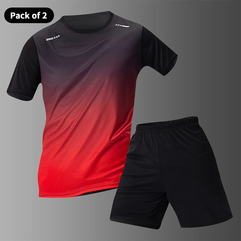 1/2/4/6 pièces hommes Style sportif saisonnier dégradé séchage rapide multicolore haut à manches courtes décontracté course noir ensemble Short et haut