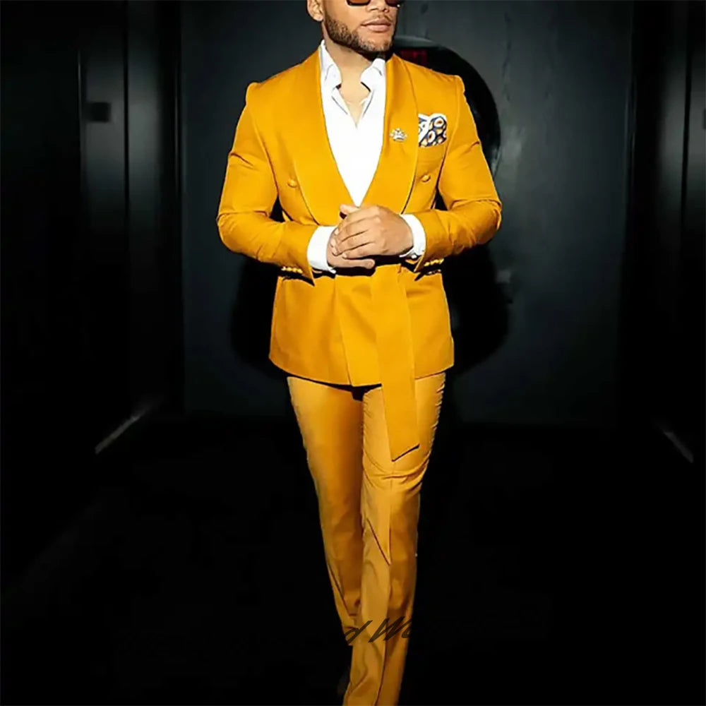 Costume de mariage moderne pour homme, double boutonnage, revers châle, smoking, tenue de marié, 2 pièces, veste + pantalon, tenue de soirée formelle, tenue de soirée