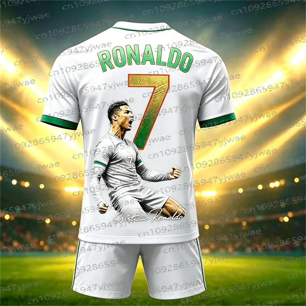 Ensemble maillot et short de football édition spéciale Ronaldo N°7 pour femme, homme et enfant – Tenue de sport décontractée Harajuku d'été – Ensemble 2 pièces