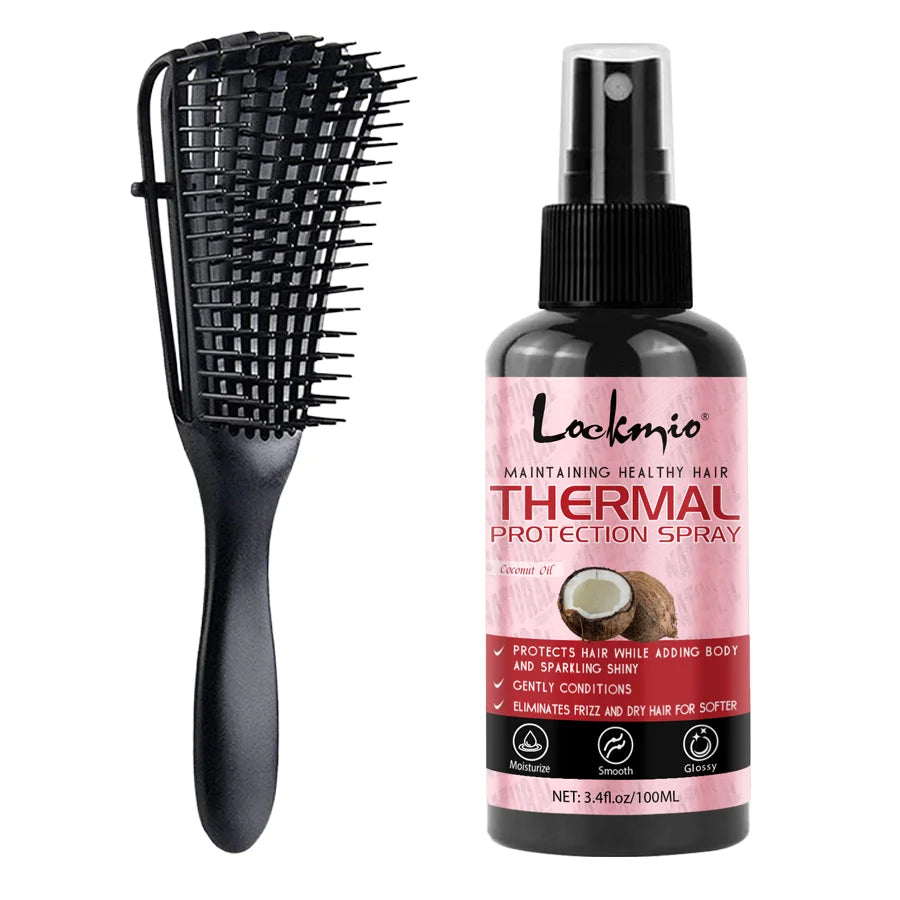 LOCKMIO Spray de protection thermique hydratant et nourrissant pour protéger les cheveux, réparation des dommages causés par la chaleur, revitalisant Anti-frisottis, produit de soins capillaires