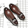 Hommes bout pointu à lacets chaussures habillées hommes semelle épaisse affaires chaussures en cuir décontracté britannique en cuir souple hommes chaussures de mariage de luxe