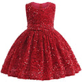 Robes de luxe pour enfants, robe de noël, paillettes scintillantes, sans manches, pour petites filles, robe formelle de bal, de concours