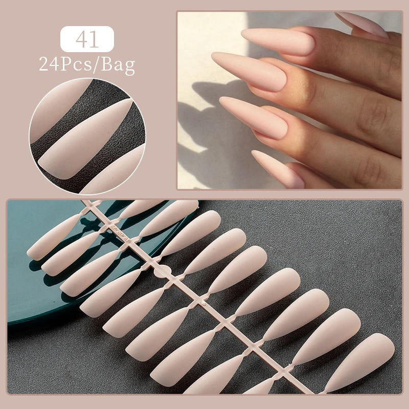 24 pièces/ensemble blanc français presse sur faux ongles couverture complète artificielle portable ongles conseils de beauté nu français blanc faux ongles Art