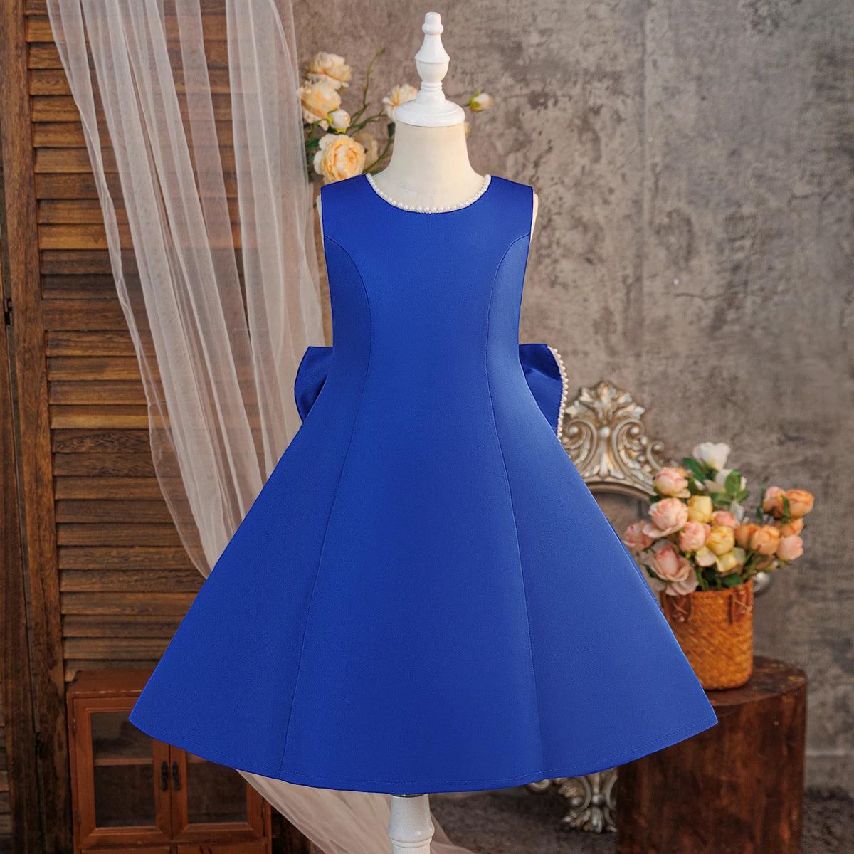 Robe de soirée de baptême pour filles, tenue de princesse élégante avec nœud, pour demoiselles d'honneur, de mariage, de Gala, d'anniversaire, de remise de diplôme