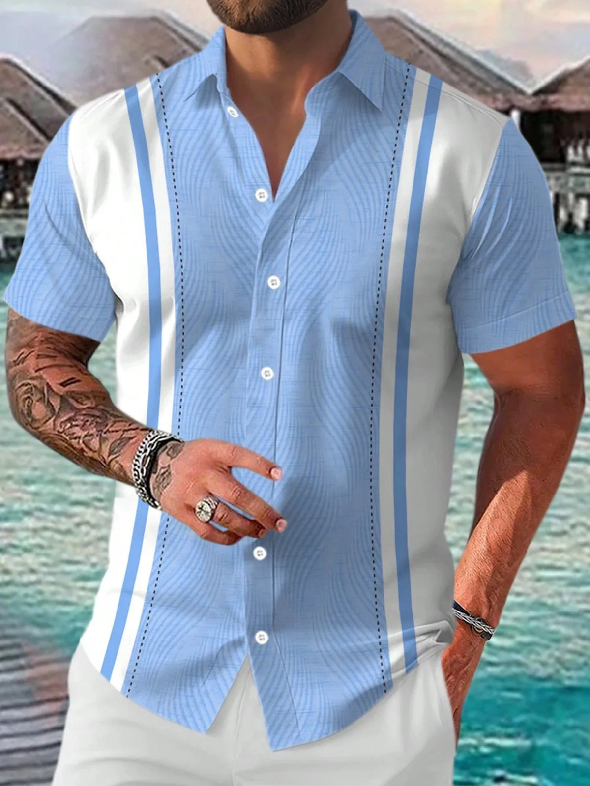 La nouvelle chemise à manches courtes pour hommes pour l'été 2025 est respirante, légère, décontractée et à la mode avec impression 3D