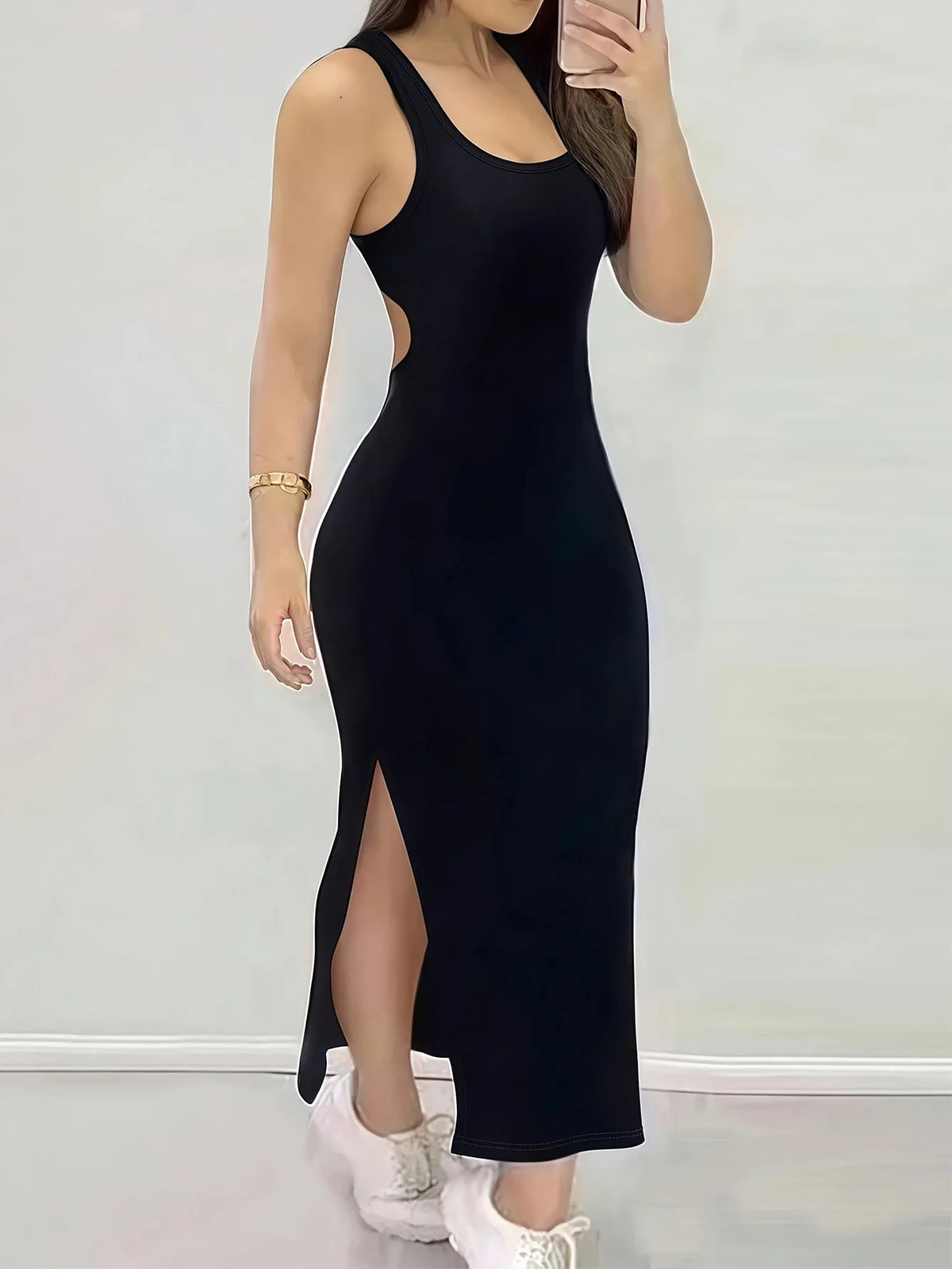 Robe sexy dos nu à bretelles croisées de couleur unie pour femmes, été