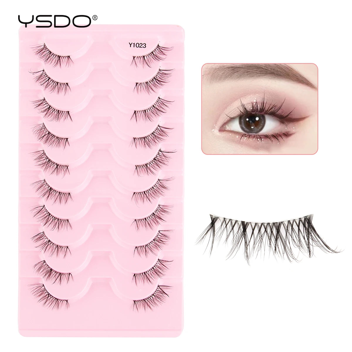 YSDO-Demi cils de chat doux, bande claire naturelle, faux cils, contaminants naturels, py, faux cils de vison 3D, outils de maquillage, 5/10 paires