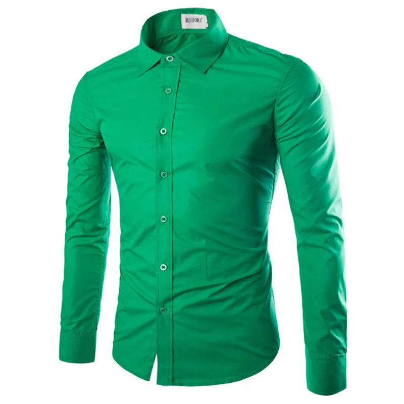 14 couleurs couleur unie hommes à la mode couleur bonbon chemise hommes décontracté à manches longues chemise pour hommes