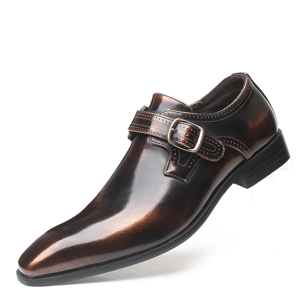 Boucle de ceinture chaussures pour hommes mode chaussures habillées à talons bas britannique grande taille en cuir chaussures antidérapantes mâle costume formel chaussure Homme