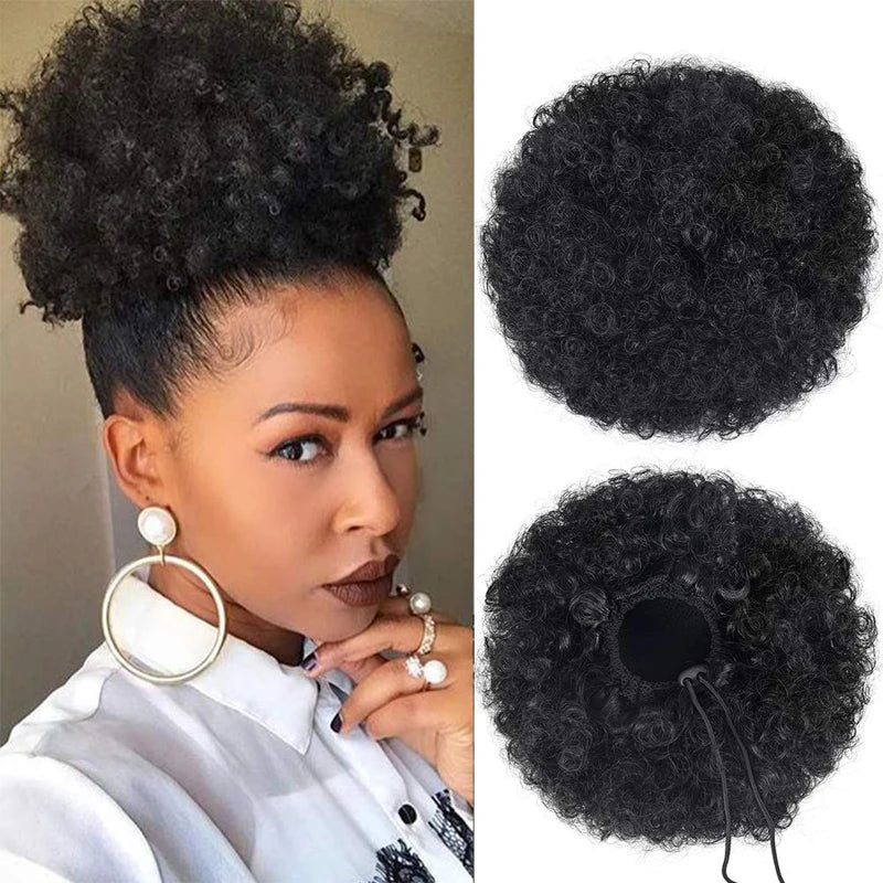Afro bouffée cordon queue de cheval cheveux humains brésilien crépus bouclés cordon queue de cheval Afro bouffée Chignon Chignon accessoires