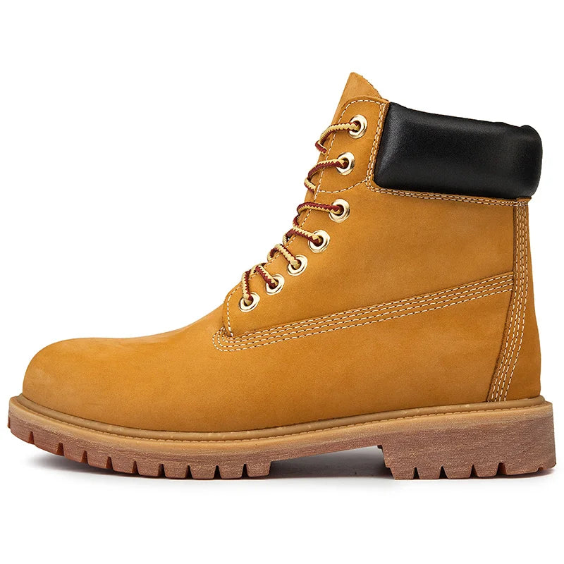 Bottes de travail imperméables, résistantes à l'usure, antidérapantes, jaunes, vintage, pour hommes, randonnée en plein air, travail quotidien, bottes de sécurité décontractées