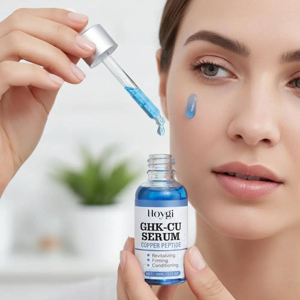 Sérum au cuivre et aux peptides GHK-Cu pour le visage, raffermissant, liftant, atténuant les ridules, resserrant les pores, réparateur de barrière cutanée, hydratant à l'acide hyaluronique