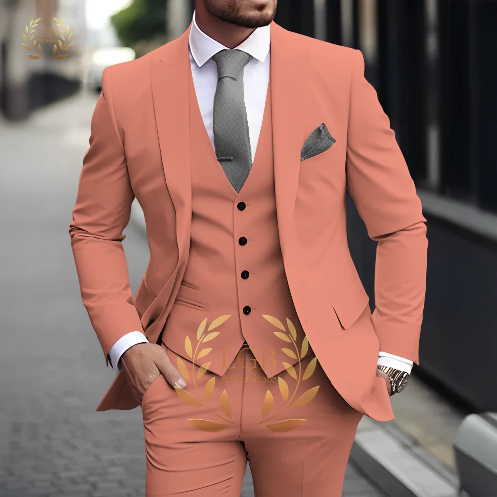 Costume 3 pièces kaki pour hommes, classique, revers, Business, formel, mariage, marié, coupe cintrée, élégant, Style Gentleman, Blazer à la mode