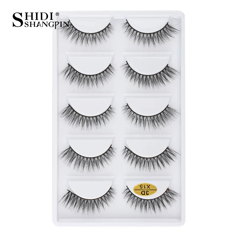 Cils 3D en faux vison X05, cils postiches volumineux et légers, 5 paires réutilisables, cils doux et volumineux, aspect naturel pour le maquillage quotidien et les soirées