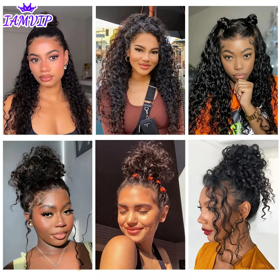 Invisi sangle haute densité 360 Full HD dentelle frontale bouclée perruque d'eau noir cheveux humains cordon confortable 30 pouces perruque d'eau porter pour aller