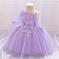 Robe de princesse florale pour petite fille, broderie en dentelle, robe de bal en tulle simple, 1-3 ans, robe de soirée pour anniversaire ou mariage