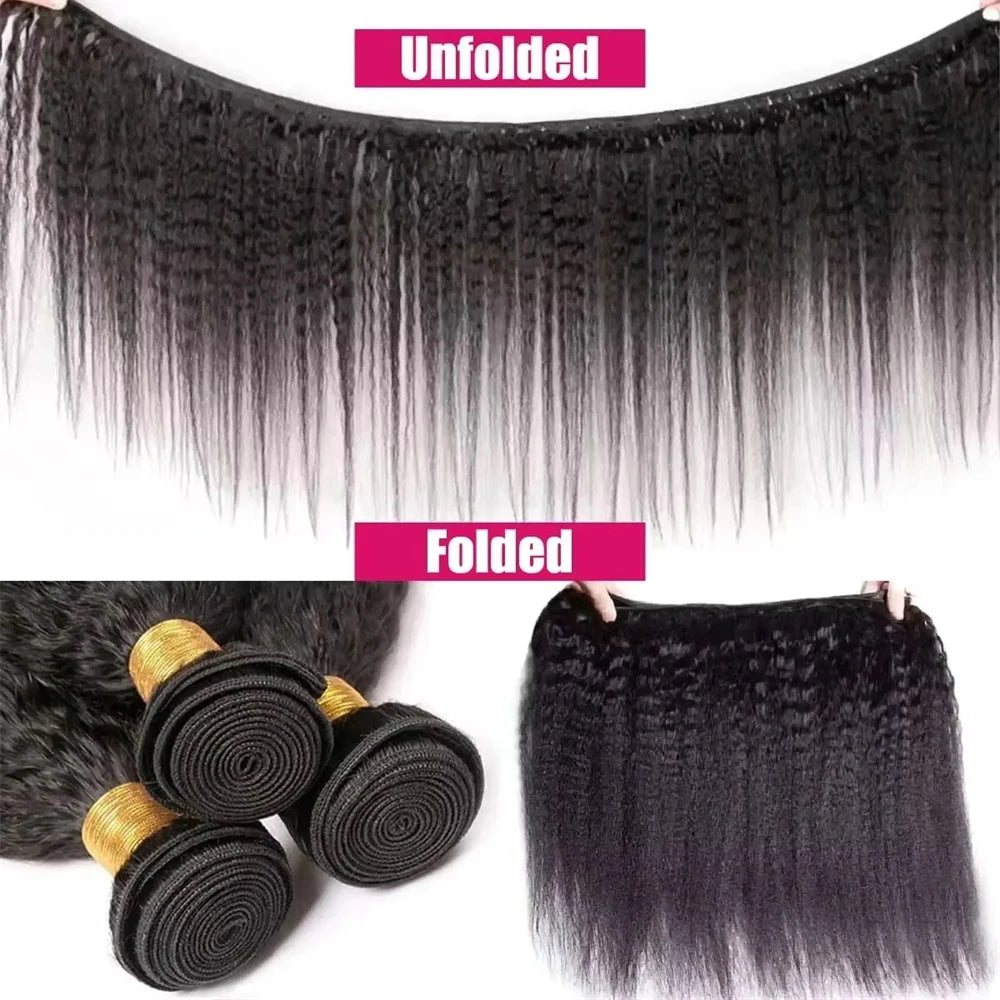 Tissage en lot brésilien Yaki naturel crépu lisse, Extension de cheveux vierges, lot de 1/3/4 pour un tissage rapide