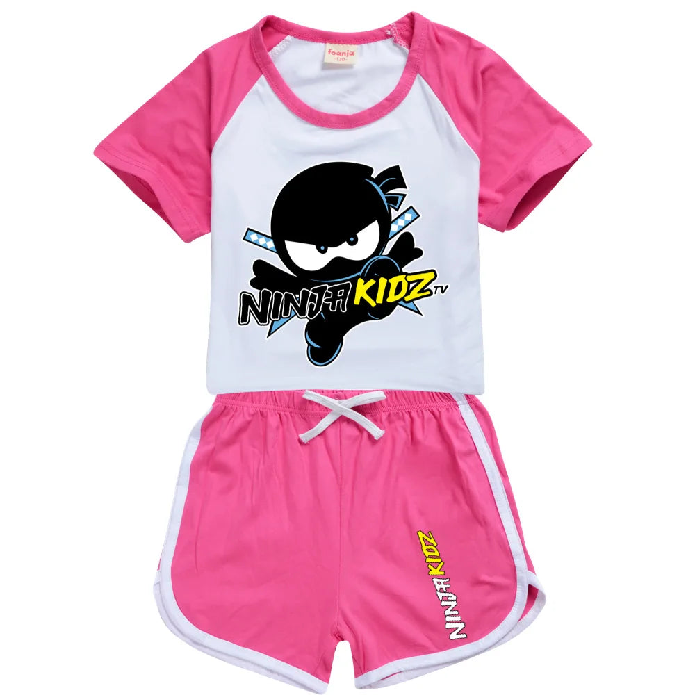 Ninja Kidz enfants vêtements coton Sport survêtements T-shirts sweat costume dessin animé motif ensemble adolescent bébé garçons filles vêtements