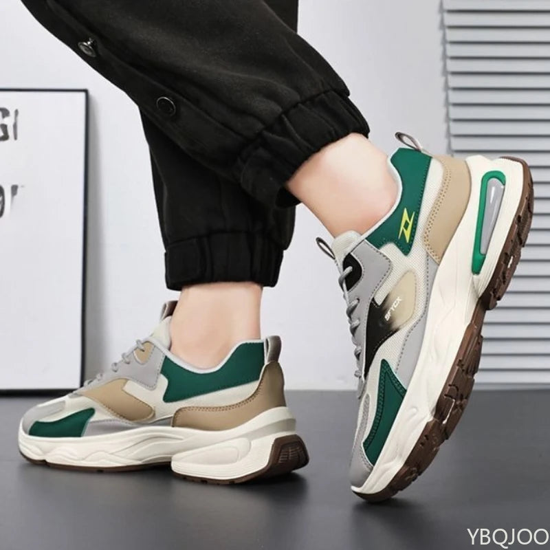 Chaussures de sport en maille résistantes à l'usure pour hommes, respirantes, polyvalentes, décontractées, confortables, à semelles épaisses, nouvelle collection printemps automne