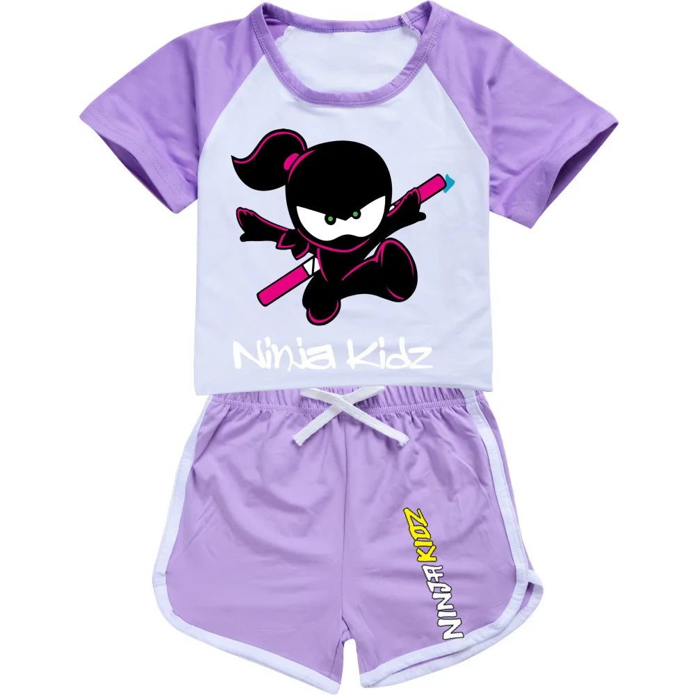 Ninja Kidz enfants vêtements coton Sport survêtements T-shirts sweat costume dessin animé motif ensemble adolescent bébé garçons filles vêtements