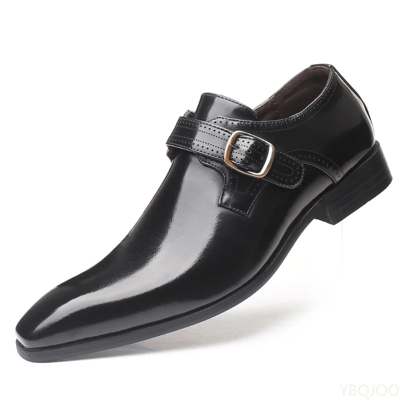 Boucle de ceinture chaussures pour hommes mode chaussures habillées à talons bas britannique grande taille en cuir chaussures antidérapantes mâle costume formel chaussure Homme