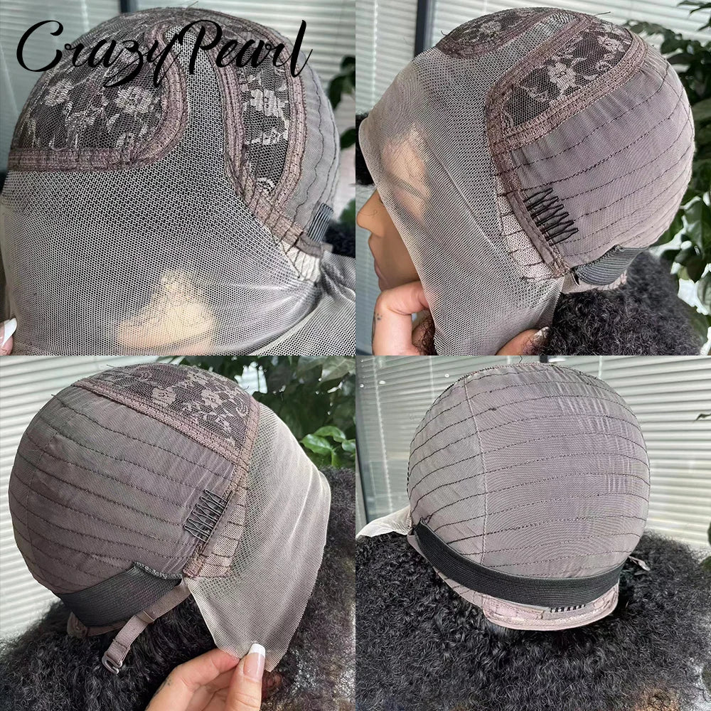 Perruque Afro Bouclée Frisée 13X2 T Part Lace Front, Densité 200%, Cheveux Humains Mélangés, Perruques Frontales Bouclées Frisées pour Femmes Noires