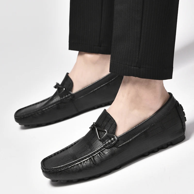 Mocassins souples en cuir véritable pour hommes, chaussures plates confortables, mocassins de conduite, grande taille 36-47, haute qualité, marque de mode, luxe