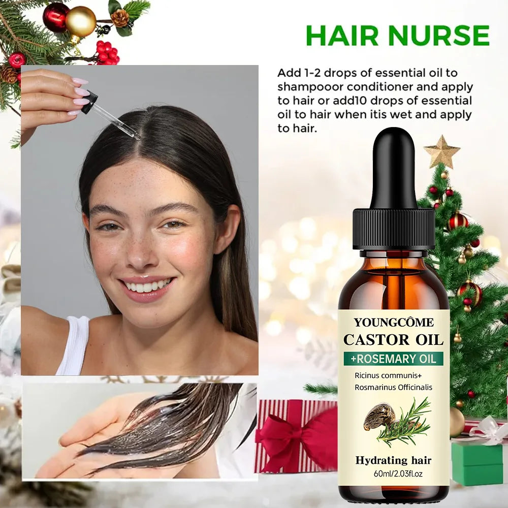 Mélanger l'huile de ricin et l'huile de romarin pour la croissance des cheveux améliore l'épaisseur et la brillance des cheveux, réduit la perte de cheveux et les pointes fourchues