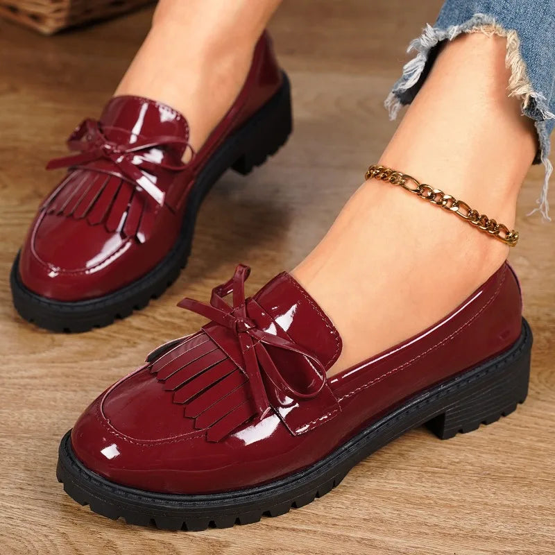 Chaussures grande taille pour femmes, mocassins à plateforme, confortables, à enfiler, chaussures de travail, chaussures décontractées, été-automne, 36-43