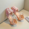 Nouvelles sandales d'été pour filles, style princesse, à nœud, chaussures Mary Jane à bout fermé et semelle souple pour enfants, chaussures de scène plates et décontractées pour la danse