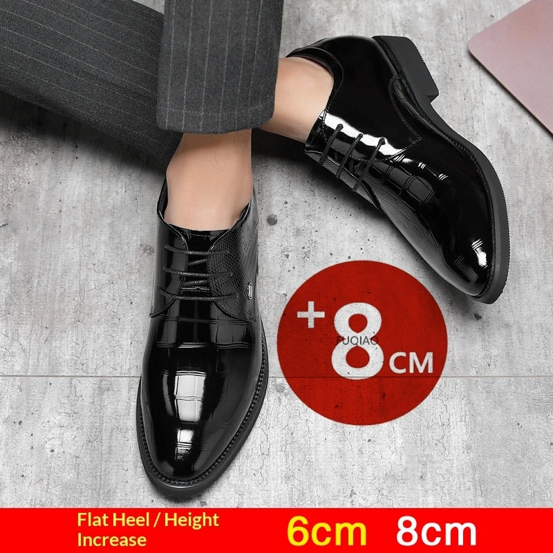 Chaussures rehaussantes pour hommes, élévation de 6/8 cm, invisibles, en cuir, style Oxford Derby, pour mariage et affaires, à lacets