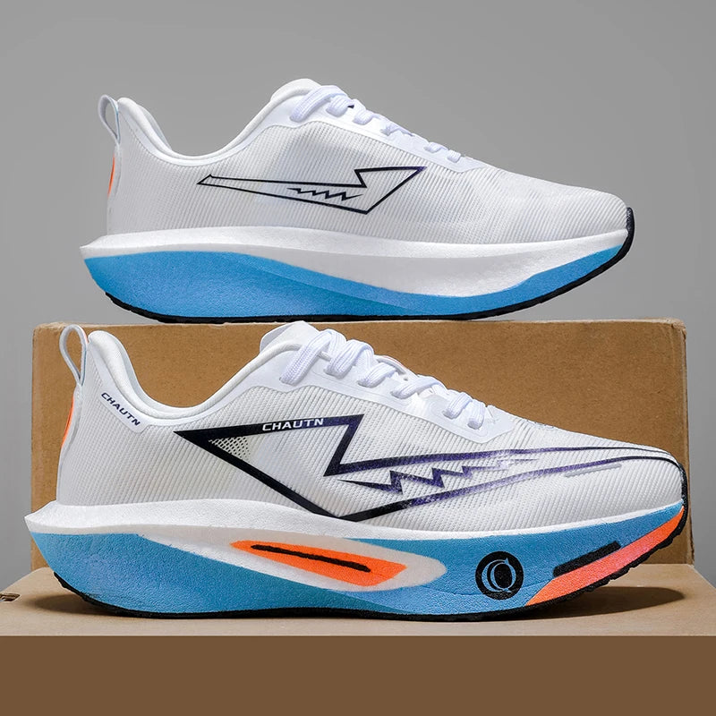 Chaussures de course respirantes à semelle épaisse avec plaque en carbone pour hommes, baskets unisexes assorties pour couples, idéales pour le jogging quotidien, professionnelles