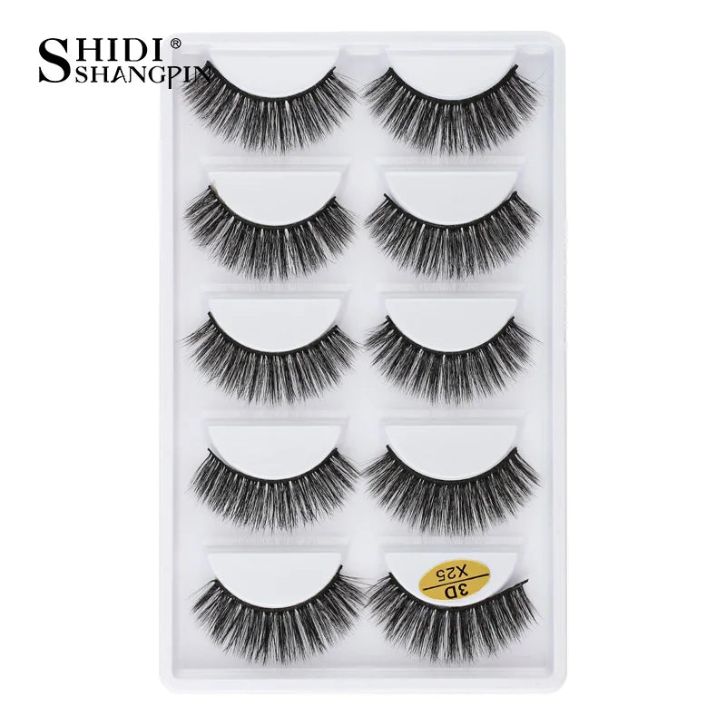 Cils 3D en faux vison X05, cils postiches volumineux et légers, 5 paires réutilisables, cils doux et volumineux, aspect naturel pour le maquillage quotidien et les soirées
