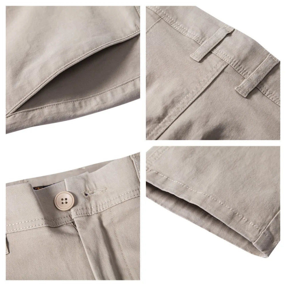 Nouveau Pantalon Décontracté d'Été 2026 pour Homme, 97% Coton, Couleur Unie, Coupe Slim Extensible, Gris, Fin, Style Business, Vêtement de Marque Masculin