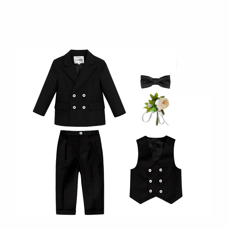 Jakcet-Robe de Soirée Verte avec Nministériels d Papillon pour Enfant, Costume de Cérémonie d'Anniversaire, Photographie de Mariage, 4 Pièces/Ensemble