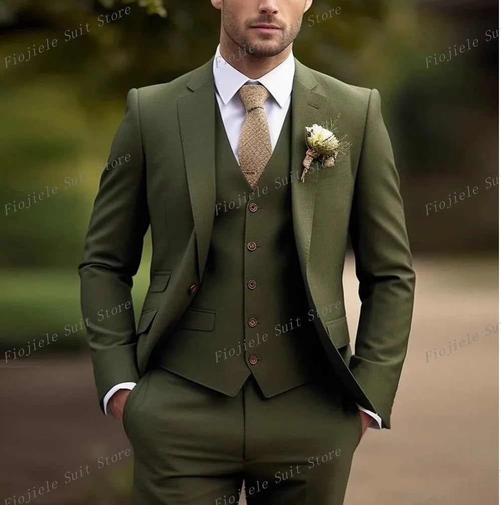 Costume ivoire pour hommes, Tuxedos d'affaires pour occasions formelles, marié, fête de mariage, bal de promo, ensemble 3 pièces, Blazer, gilet, pantalon