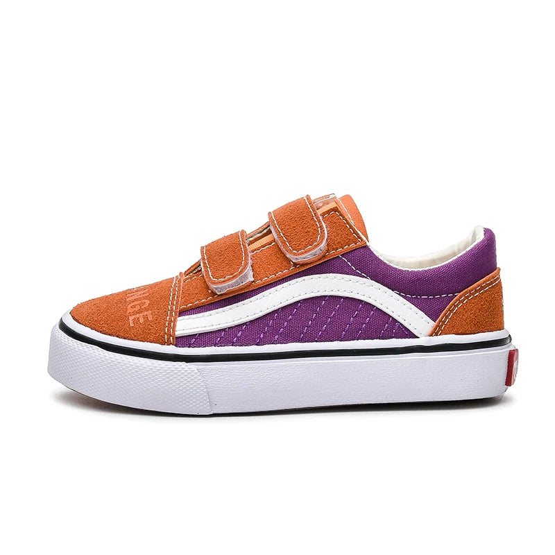 2125 OPOEE Nouvelles chaussures en toile colorées pour enfants, printemps et automne, chaussures de skate pour garçons et filles, version coréenne, respirantes