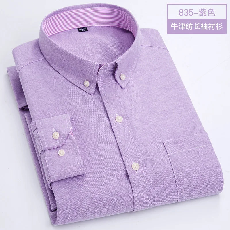 Chemise Homme Manches Longues Oxford Tissée Coupe Slim Infroissable Confortable Douce Décontractée Tendance Simple pour le Travail Printemps Été Automne Hiver