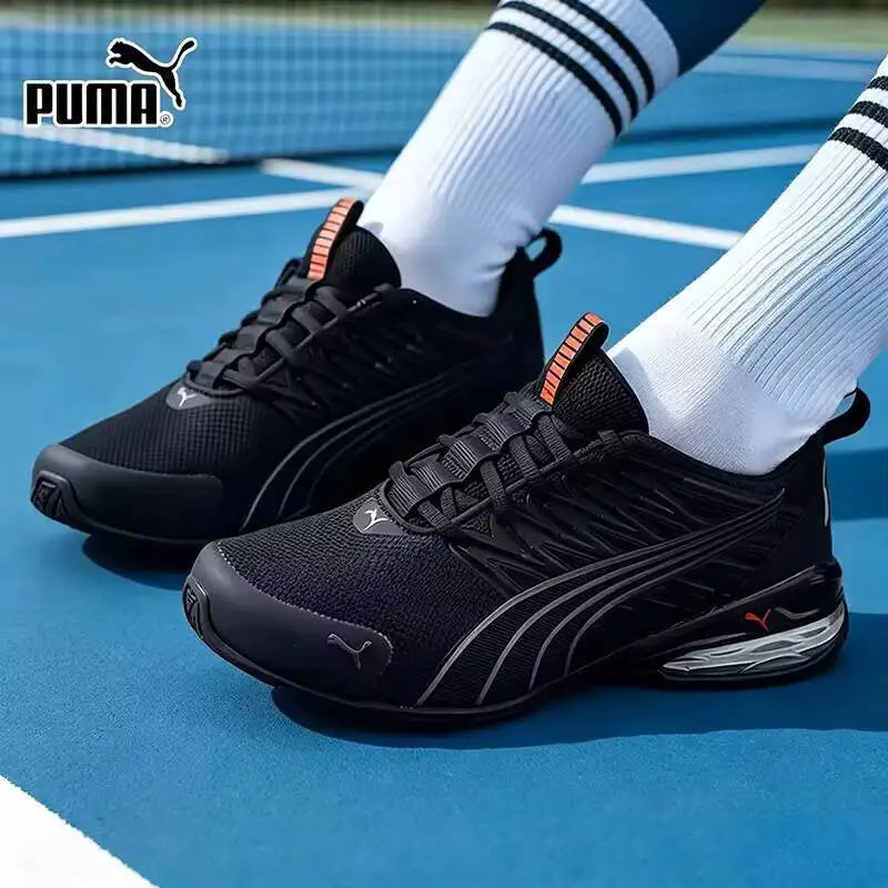 2026 PUMA 379601-01 Baskets de course en maille noires et rouges, avec coussin d'air respirant et amortissant, chaussures de sport décontractées unisexe
