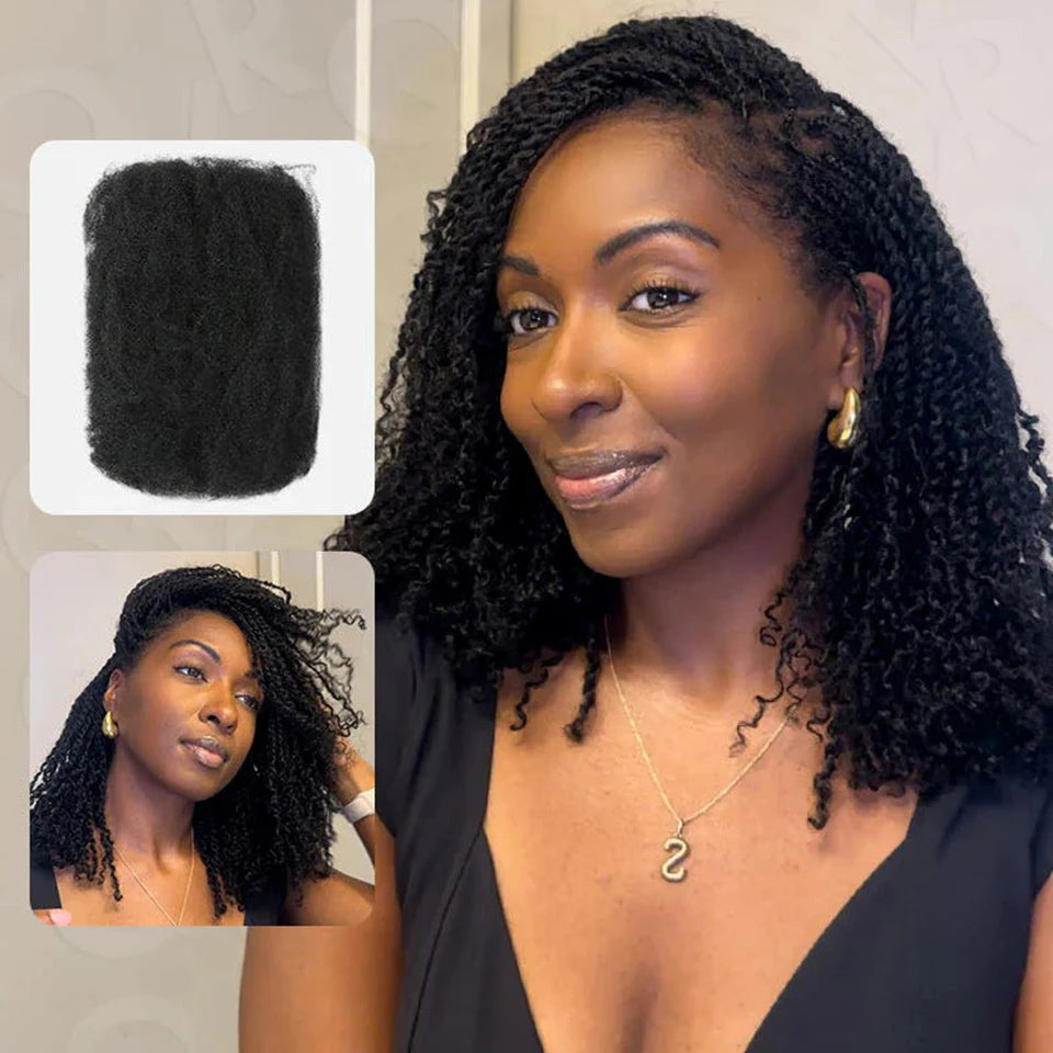 Élégant Afro crépus en vrac cheveux humains pour tressage torsion péruvien QVR Remy cheveux en vrac pour Dreadlock couleur naturelle tresses africaines cheveux