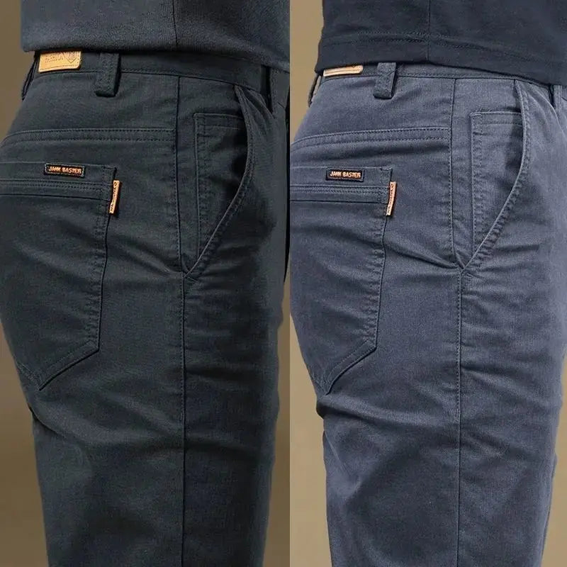 Pantalon décontracté homme été 2026 en coton fin, tendance, polyvalent, élastique, léger, pour le travail ou formel, coupe slim droite