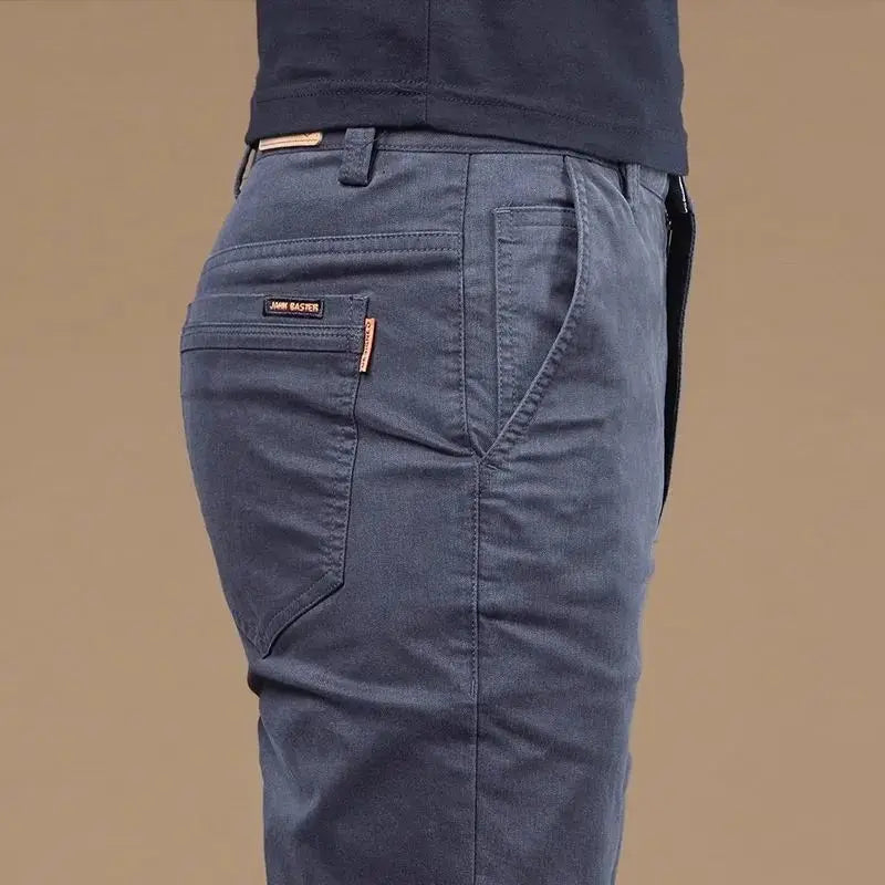 Pantalon décontracté homme été 2026 en coton fin, tendance, polyvalent, élastique, léger, pour le travail ou formel, coupe slim droite