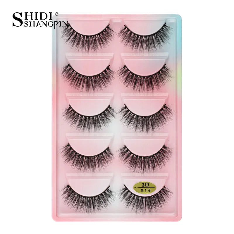 Cils 3D en faux vison X05, cils postiches volumineux et légers, 5 paires réutilisables, cils doux et volumineux, aspect naturel pour le maquillage quotidien et les soirées
