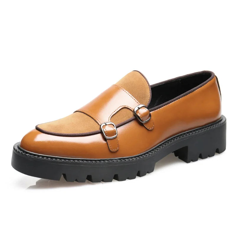 2025 mocassins hommes chaussures en cuir à semelles épaisses Style britannique noir chaussures d'affaires formelles mode luxe chaussures décontractées à enfiler