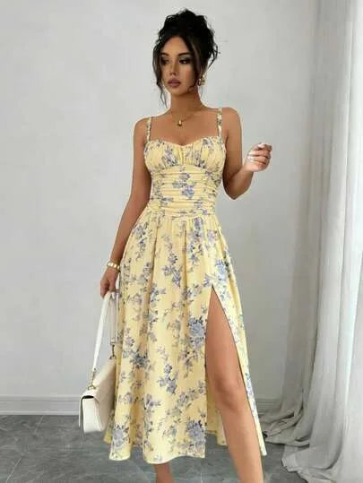 Robe trapèze amincissante sexy pour femme, nouvelle mode estivale, sans bretelles, fendue sur le côté, élégante, coupe ajustée, style euro-américain