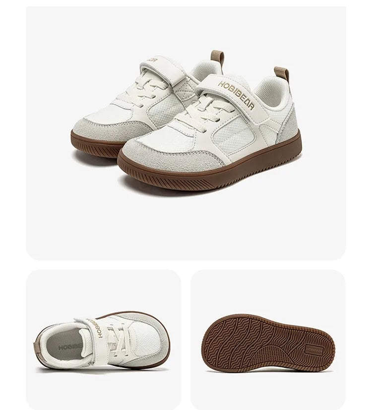 HOBIBEAR chaussures large largeur pour enfants pieds nus crochet boucle baskets minimaliste en cuir artificiel léger doux chaussures de marche