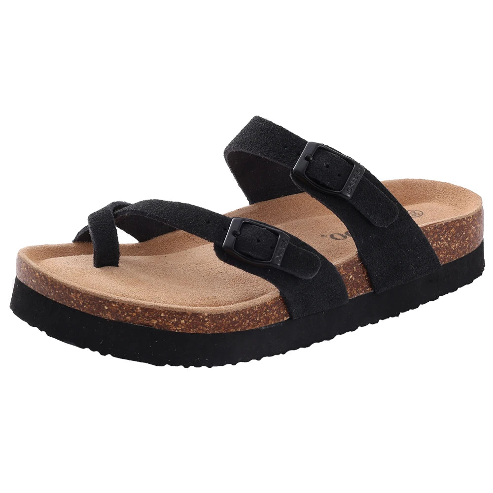 Comwarm – Mules en daim pour femmes, pantoufles, sabots pour hommes, sandales à semelle intérieure en liège avec Support d'arc, diapositives de plage en plein air, chaussures de maison