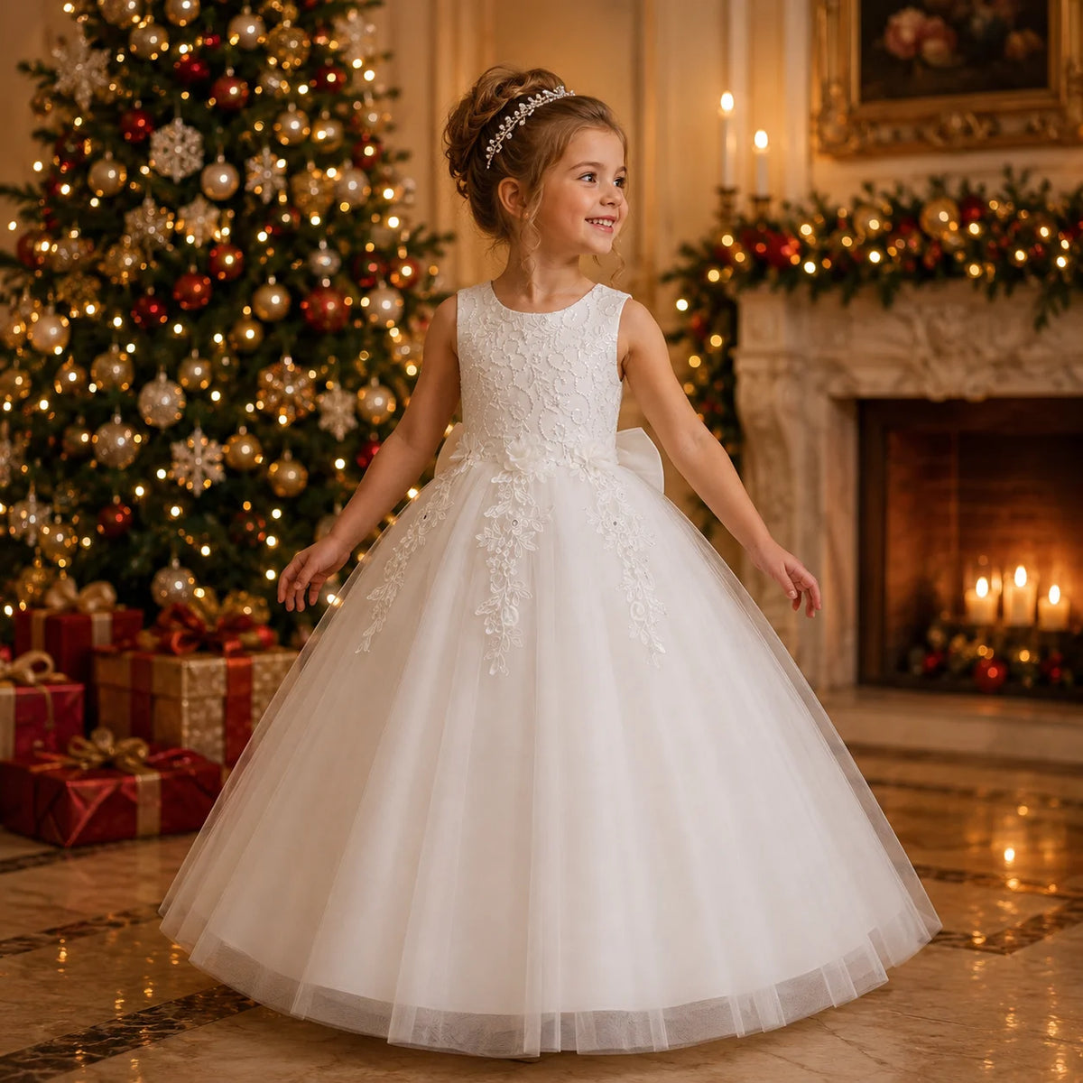 Nouvelle robe de demoiselle d'honneur pour fête d'anniversaire, robe de soirée adaptée aux filles de 4 à 12 ans, robe en tulle et dentelle pour enfants