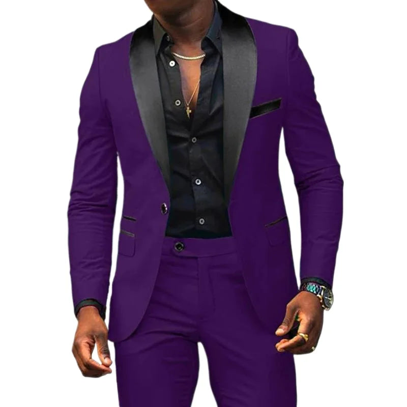 Veste de costume deux pièces décontractée pour hommes, nouvelle mode Business, confortable et respirant, coupe cintrée, fente latérale, bouton unique + pantalon