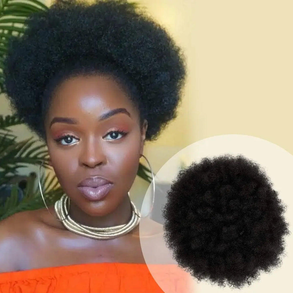 Extensions synthétiques queue de cheval Afro avec cordon de serrage, 10 pouces, pour femmes noires, 4b 4c, cheveux crépus bouclés, chignon, perruques queue de cheval, usage quotidien